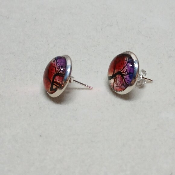 NWOT Fashion Jewelry Silver Tone Tree of Life Stud Earrings #13 - Picture 9 of 10